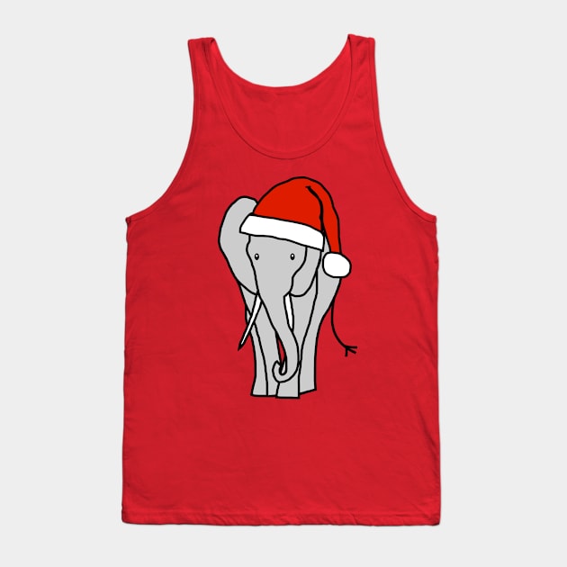 Grey Elephant in a Christmas Santa Hat Tank Top by ellenhenryart